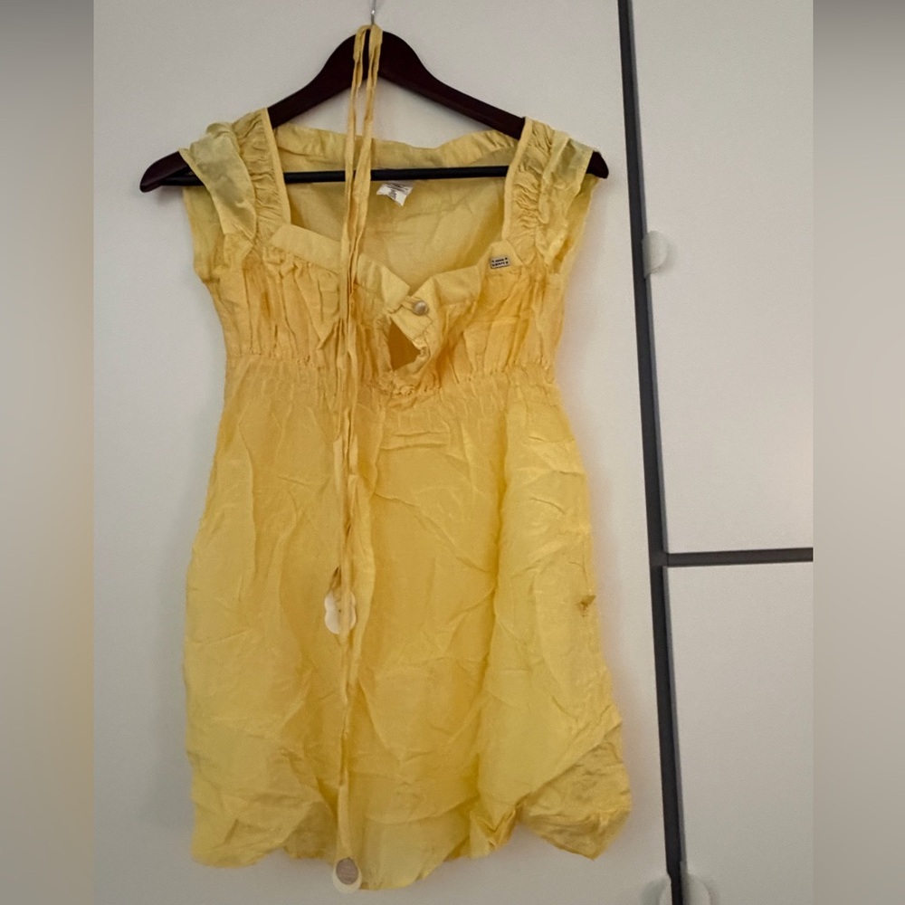 Miss Sixty Yellow Ruffle Tie-Front Tunic